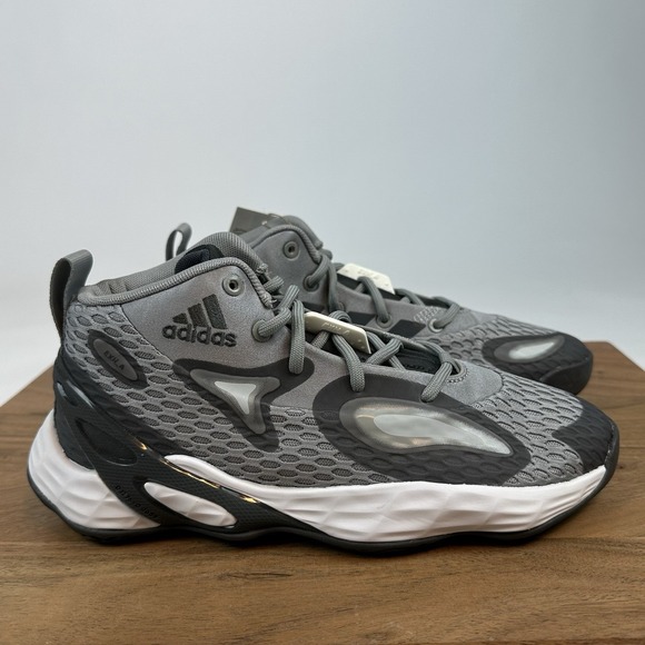 New‎ NWB Mens Adidas Exhibit A Mid Gray Basketball Shoes Sneakers Size 5 M